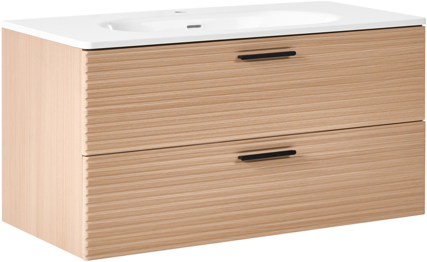 Wandmontierter Waschbeckenunterschrank mit Waschbecken ARAPA 100 cm Hellbraun Bild 1