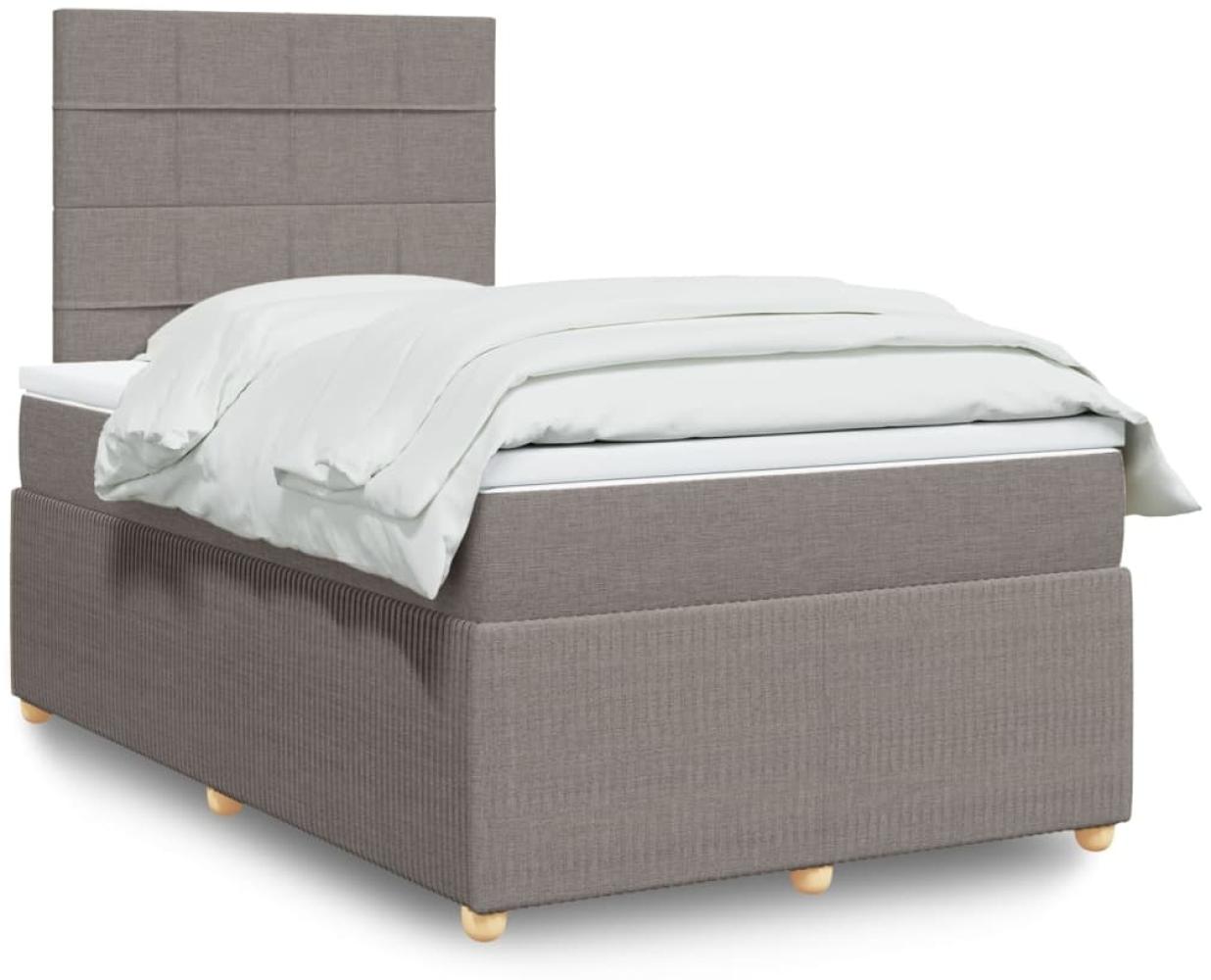 vidaXL Boxspringbett mit Matratze Taupe 120x190 cm Stoff 3294299 Bild 1