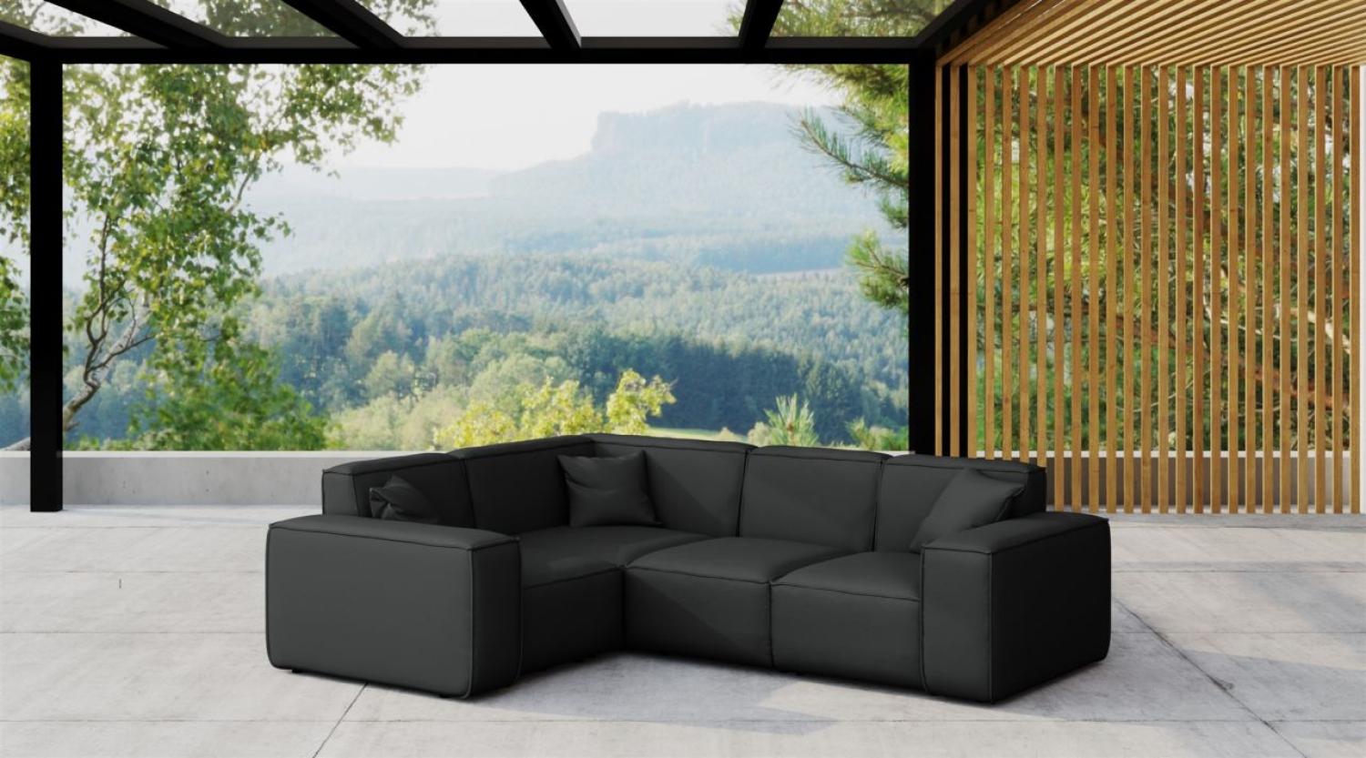 Garten Ecksofa SUMMER wetterfester Stoff NXL Schwarz kurzer Schenkel Links Bild 1