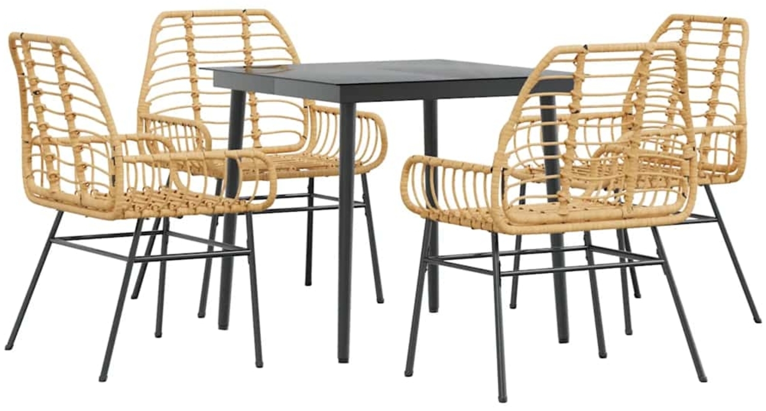 vidaXL 5-teiliges Garten-Esszimmerset Braunes Polyrattanglas 3334444 Bild 1