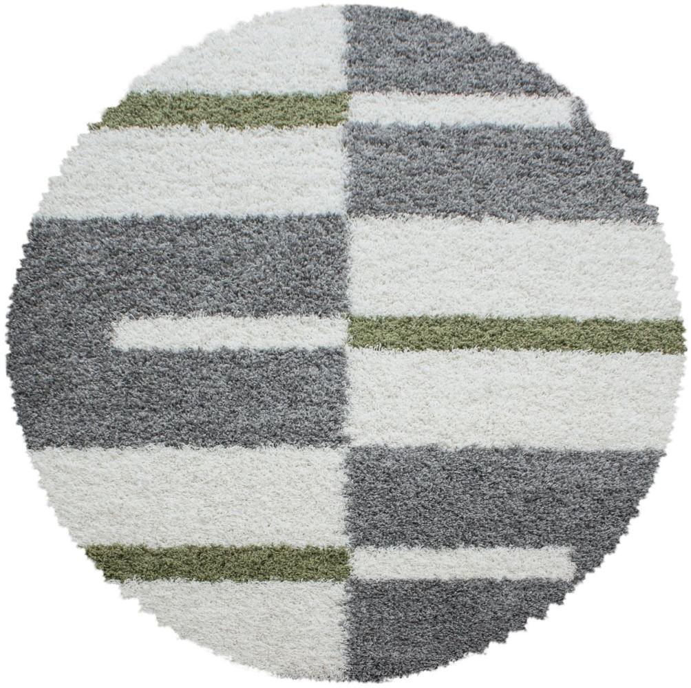 Hochflor Teppich Gianna rund - 120 cm Durchmesser - Grün Bild 1