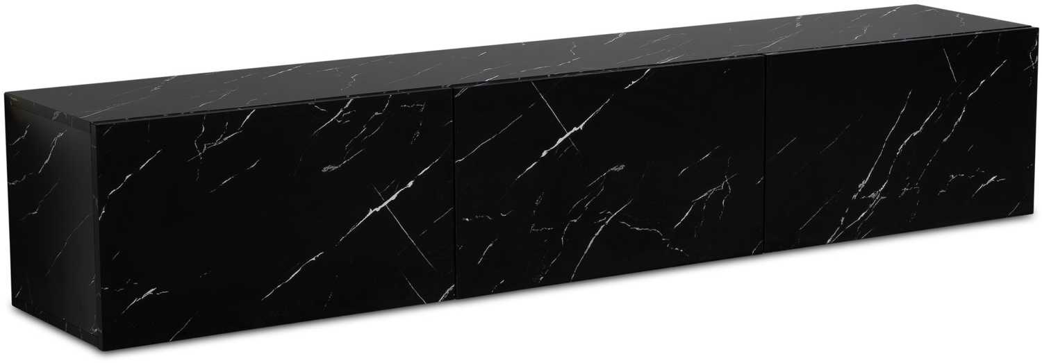 Lowboard Hängend Marmor-Optik Schwarz 160x30x30 cm TV-Schrank, Design Fernsehtisch mit Klapptüren Modern, Fernsehschrank Wand, TV-Kommode Fernsehkommode zum Aufhängen Bild 1