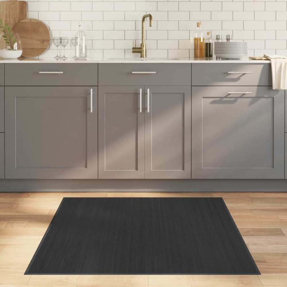 vidaXL Teppich Quadratisch Grau 100x100 cm Bambus 376940 Bild 1