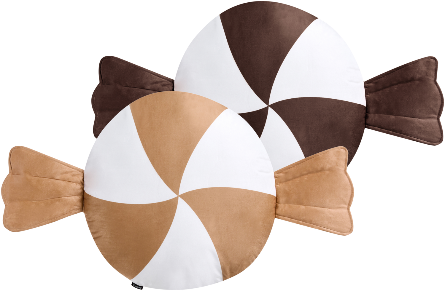 Dekokissen 2er Set WHIRL CANDY Stoff 60 x 60 cm Braun Weiß Weihnachtsmotiv Bild 1