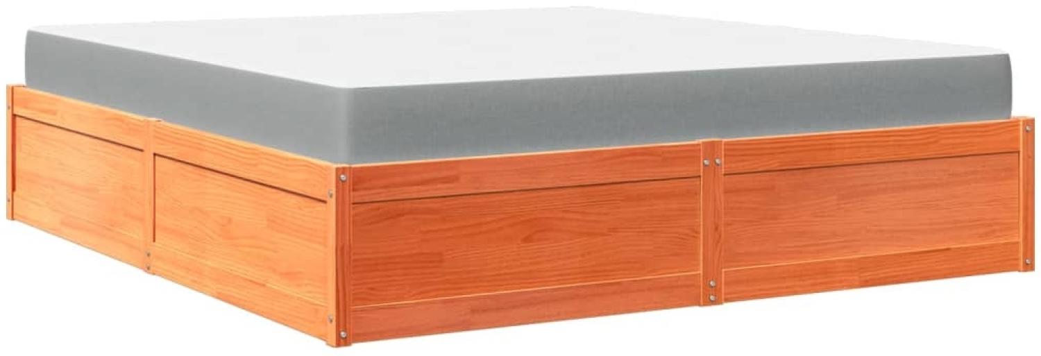 vidaXL Bett mit Matratze Wachsbraun 180x200 cm Massivholz Kiefer 3281927 Bild 1