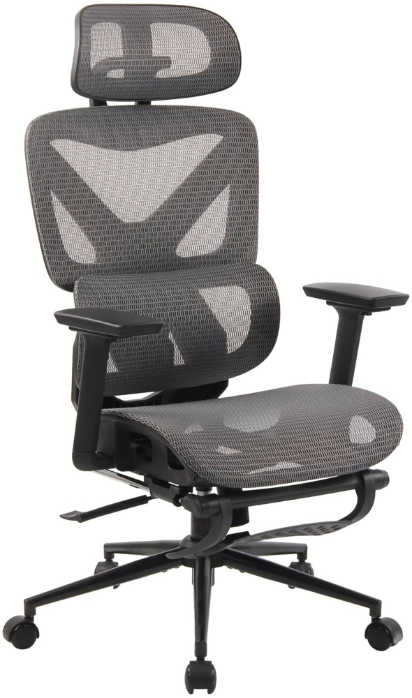 CLP Bürostuhl Reston I Ergonomischer Stuhl mit Fußstütze & flexibler Verstellbarkeit,schwarz/grau Bild 1