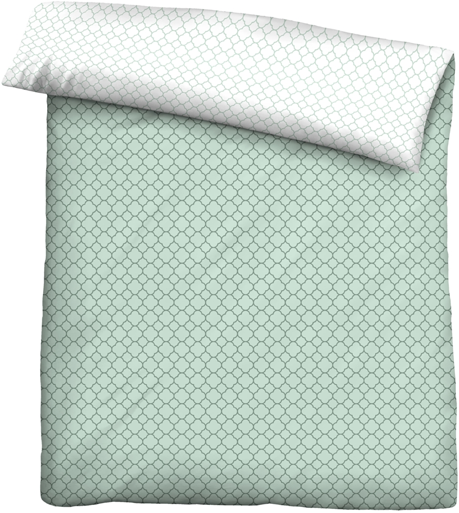 biberna 0636045 Mako-Satin Bettwäsche GRAFIK - MIX & MATCH, mint, 1x 155x220 cm + 1x 80x80 cm Bild 1