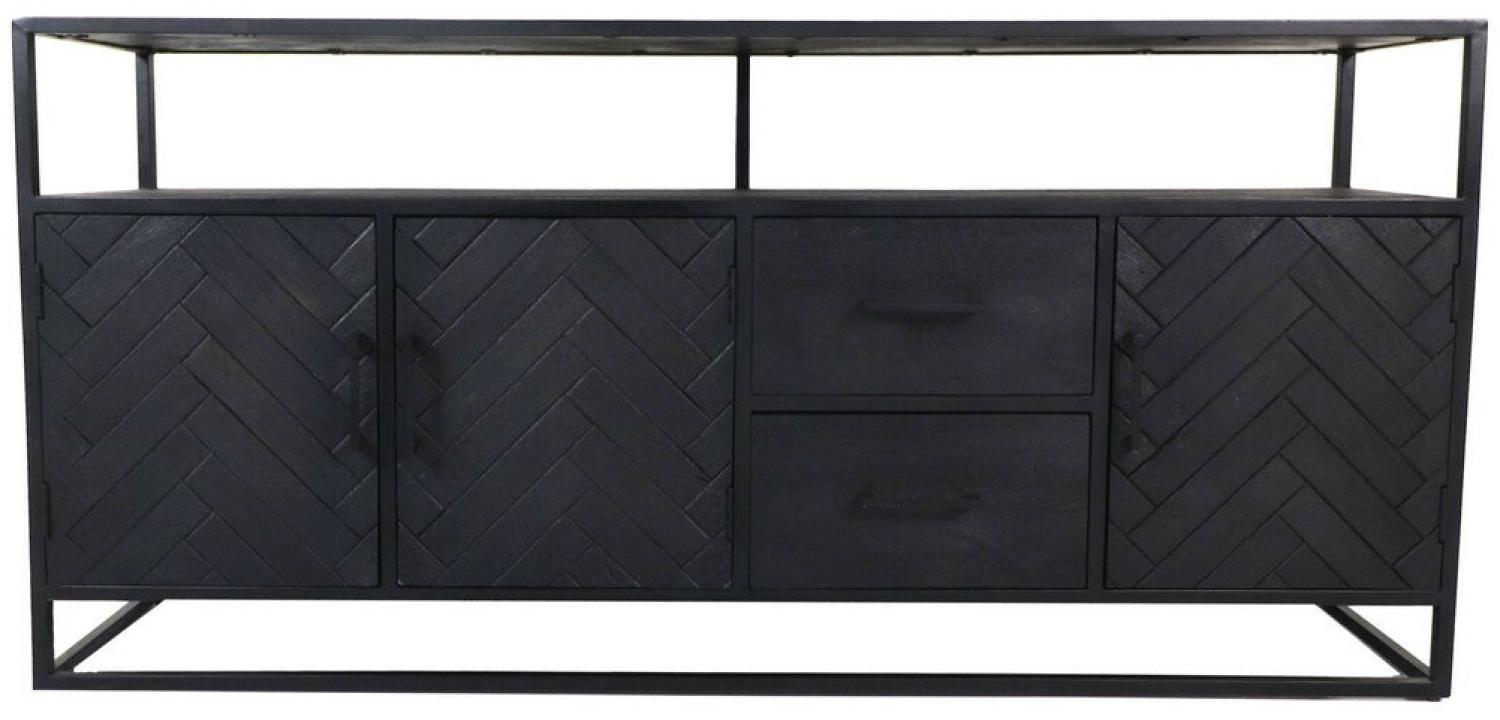 Sideboard Verona - 180 x 40 x 85 cm - Schwarz - Mangoholz / Eisen von HSM Bild 1