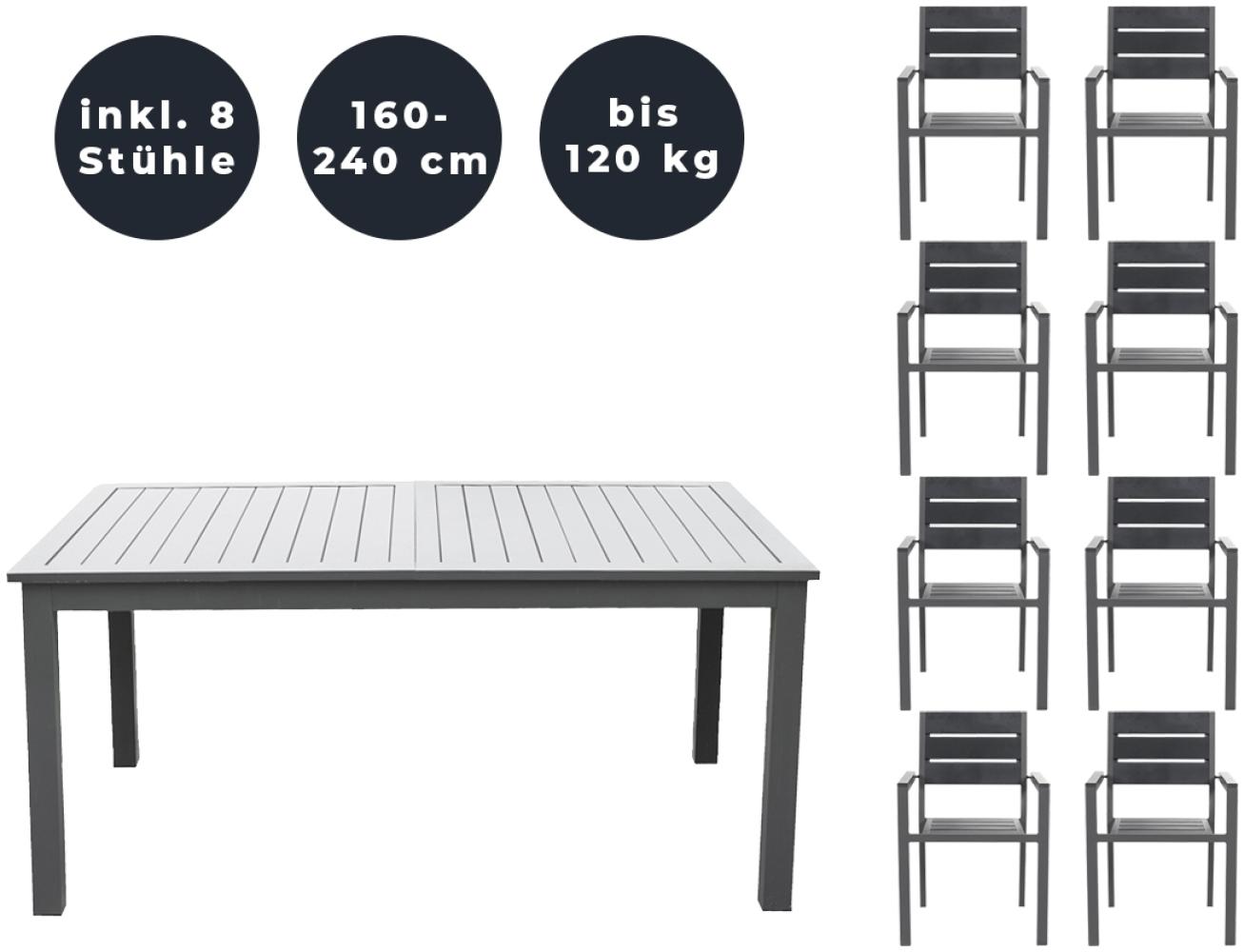 HOME DELUXE Garten-Sitzgruppe ausziehbar CASA MADERA - 160/240 x 100 cm 8 Stühle Bild 1