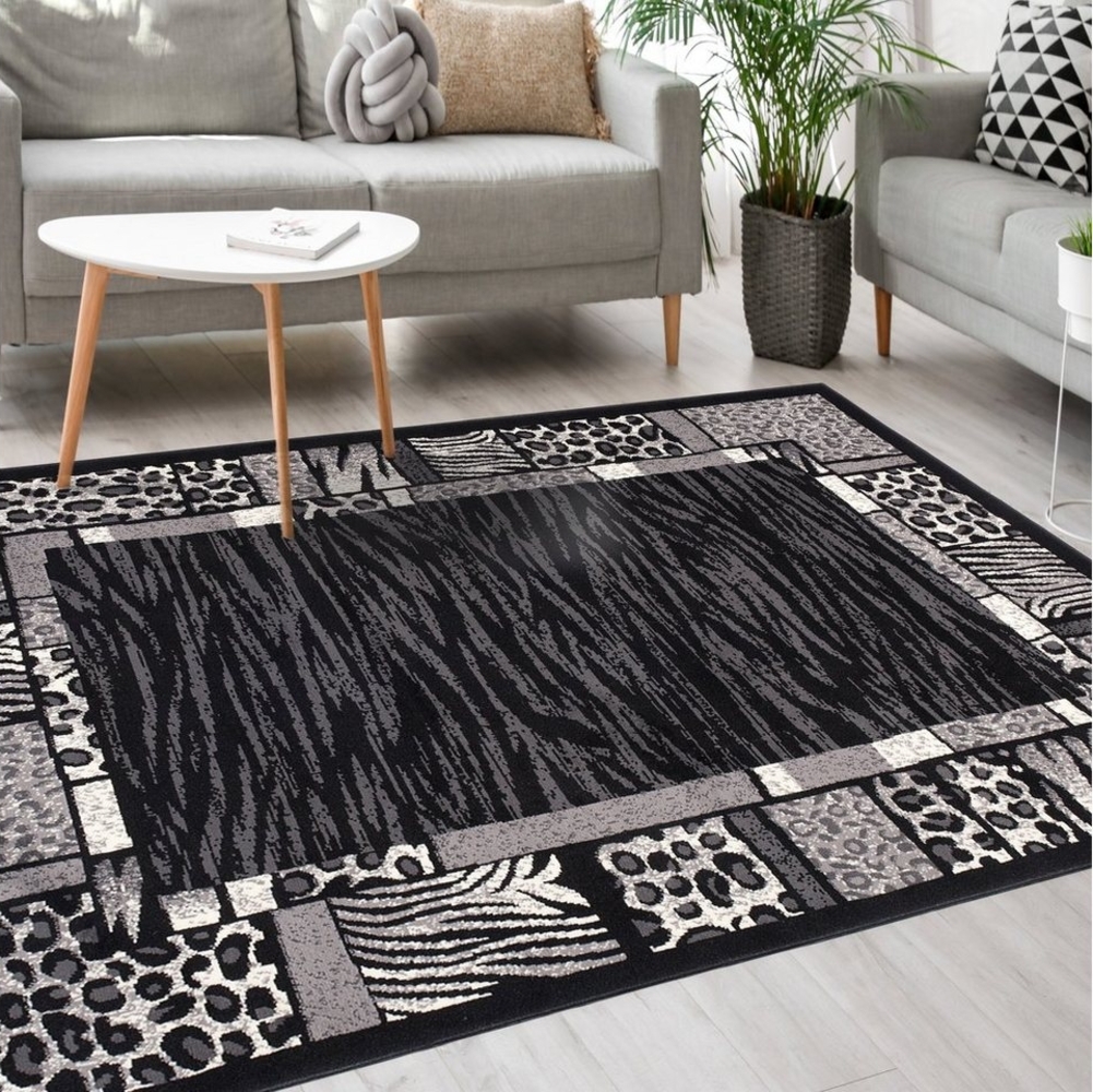 Mazovia Designteppich Modern Teppich Kurzflor Wohnzimmerteppich Robust und pflegeleicht GRAU, 80 x 150 cm, Fußbodenheizung,Allergiker geeignet,Farbecht,Pflegeleicht,Geometrisch Bild 1