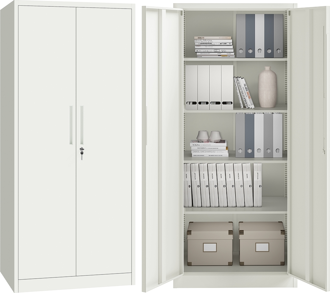 STEELSØN 'Regulus' Aktenschrank, Metall, weiß, 165x40x80 cm, abschließbar, Metallschrank mit 4 Ablagen, geeignet als Werkzeugschrank Bild 1