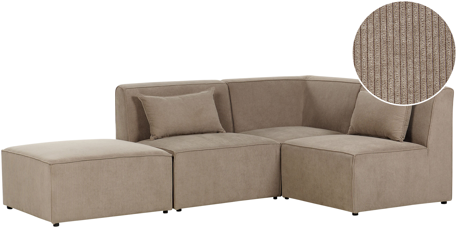 Sofa mit Ottomane LEMVIG Taupe Linksseitig Bild 1