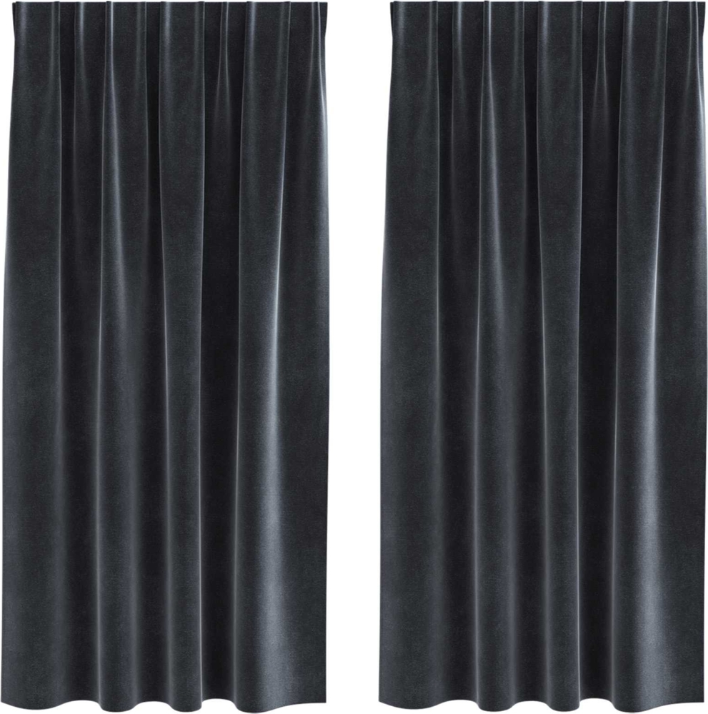 vidaXL Verdunkelungsvorhänge 2 pcs Dunkelgrau 140 x 175 cm Samt 4107229 Bild 1