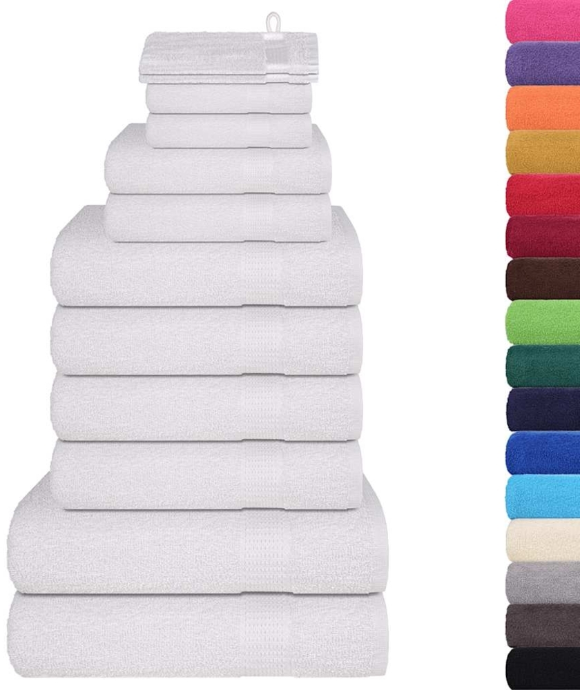 vidaXL 12-tlg. Handtuch-Set Weiß 360 g/m² 100% Baumwolle 137095 Bild 1