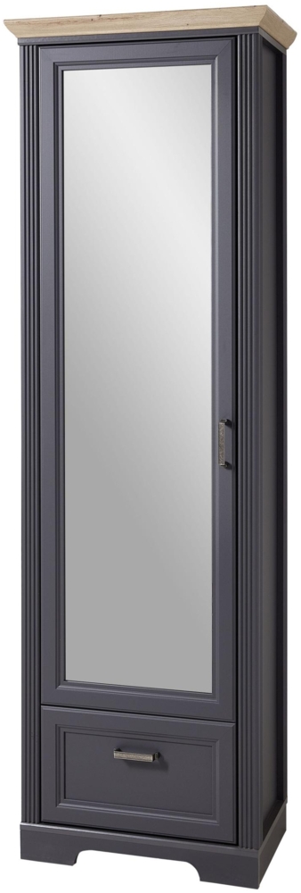 Dielenschrank JASMIN mit Spiegel Farbe Graphit Absetzung Artisan Eiche Bild 1