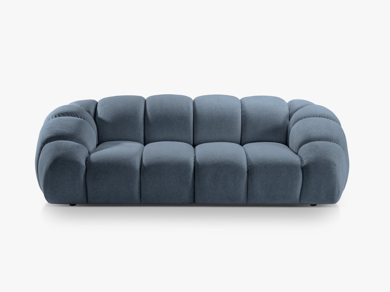 Micadoni Sofa Diana 3-Sitzer Strukturierter Samtstoff Jeansblau Bild 1