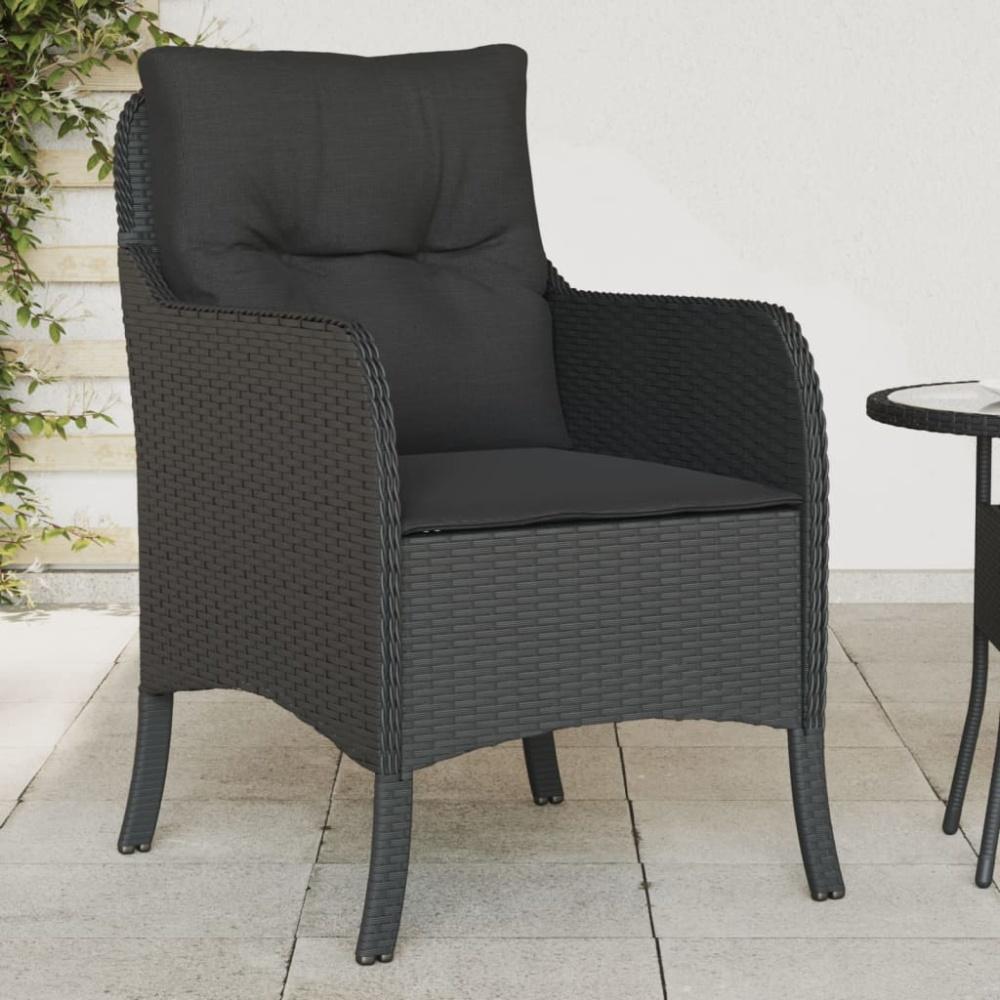 vidaXL Gartenstühle mit Kissen 2 Stk. Schwarz Poly Rattan 365145 Bild 1