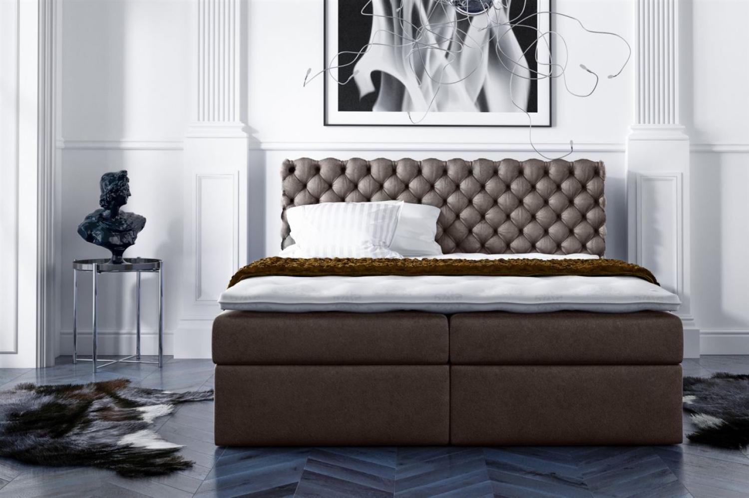 Boxspringbett PARINI 160x200 cm Braun Bild 1