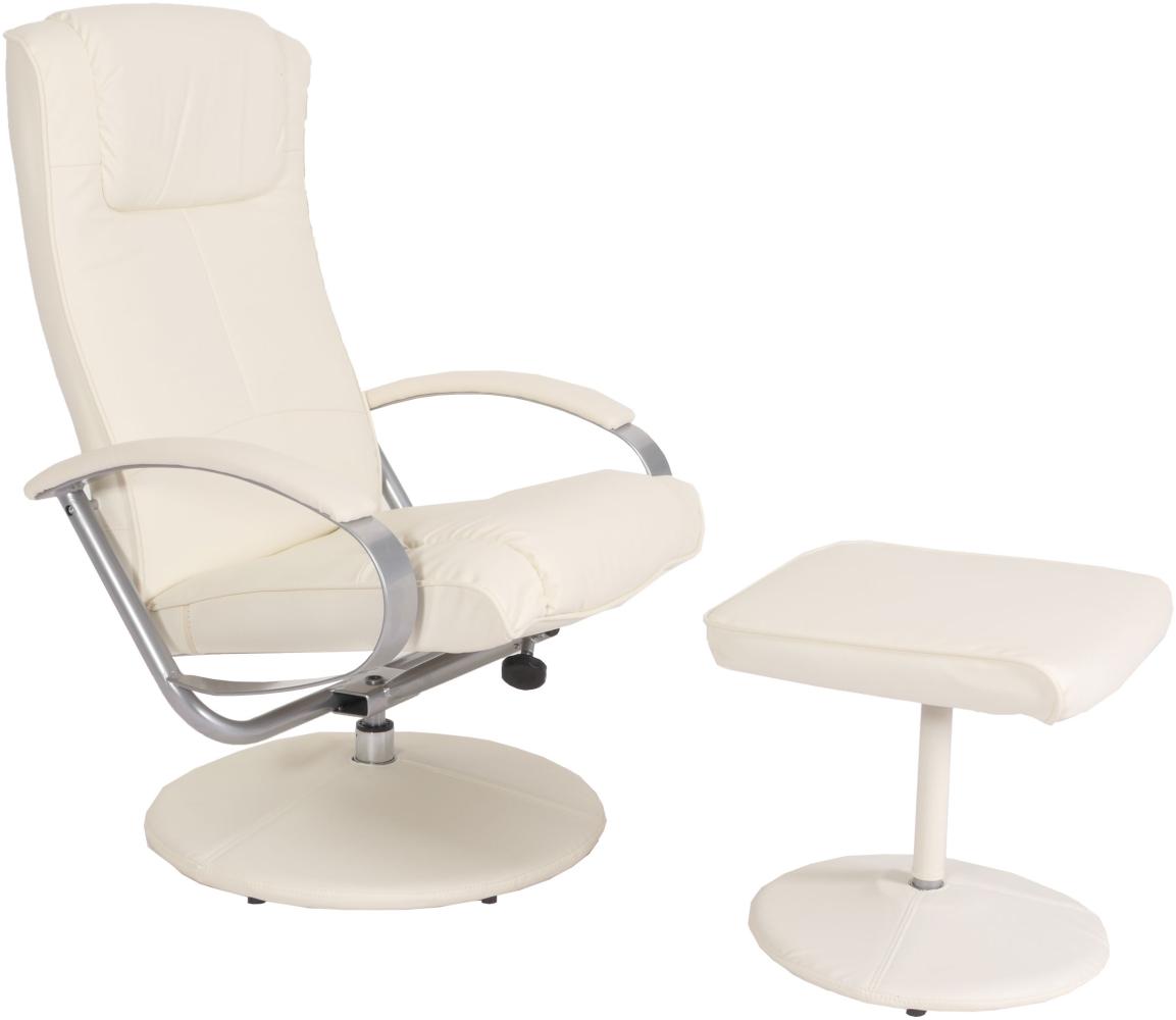 Relaxliege Relaxsessel Fernsehsessel N44 mit Hocker ~ creme-weiß Bild 1