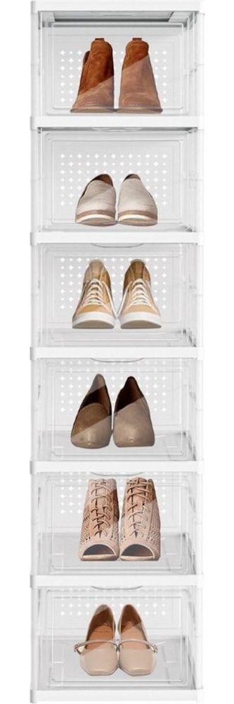 Clanmacy Schuhbox 6 Ebenen Schuhboxen Schuhaufbewahrung Stapelbar Aufbewahrungsbox (6 St) Bild 1