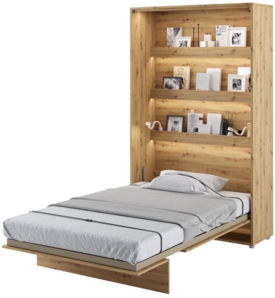 MEBLINI Schrankbett Bed Concept - BC-02 - 120x200cm Vertikal - Artisan Eiche mit Matratze - Wandbett mit Lattenrost - Klappbett mit Schrank - Wandklappbett - Murphy Bed - Bettschrank Bild 1