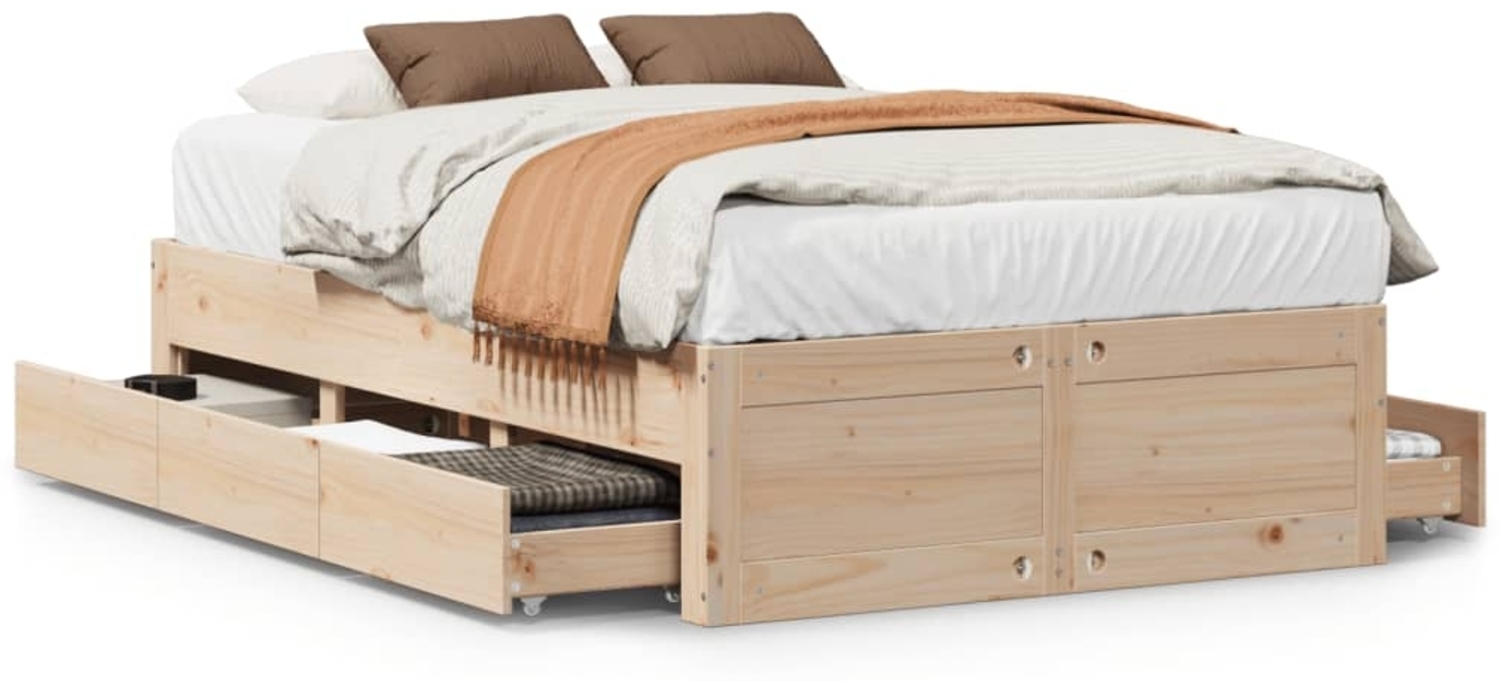 vidaXL Massivholzbett ohne Matratze mit Schubladen 135x190 cm 3308819 Bild 1