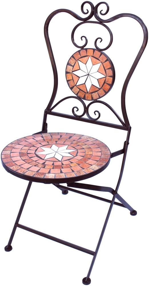 DanDiBo Gartenstuhl Metall Mosaik Merano Stuhl 12002 H-95 cm Metallstuhl Mediterran Wetterfest Bistrostuhl Gartenmöbel Klappstuhl mit Naturstein Bild 1