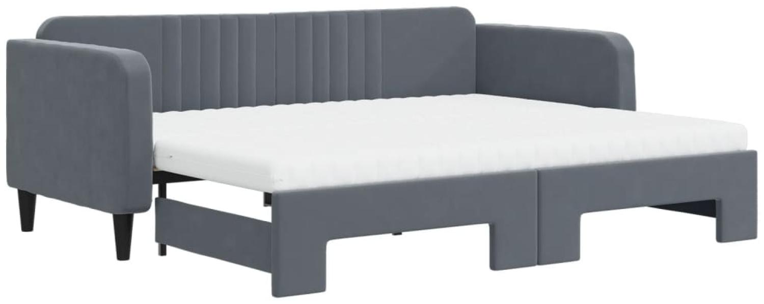 vidaXL Tagesbett Ausziehbar mit Matratzen Dunkelgrau 90x200 cm Samt 3197088 Bild 1