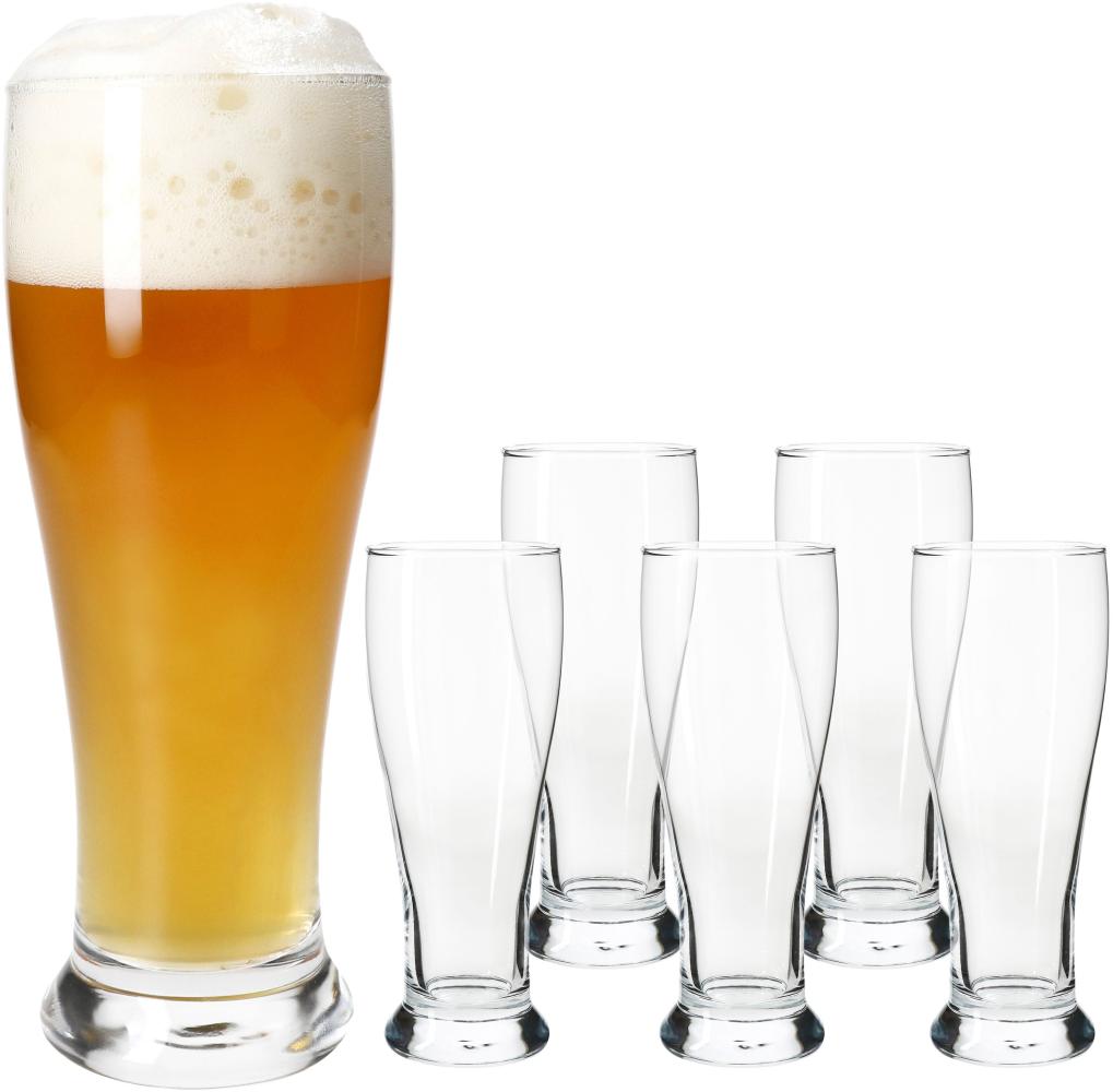 6x Baby-Weizenbiergläser klar 0,3L Weißbier-Glas klein Hefeweizen Bier-Glas Bild 1