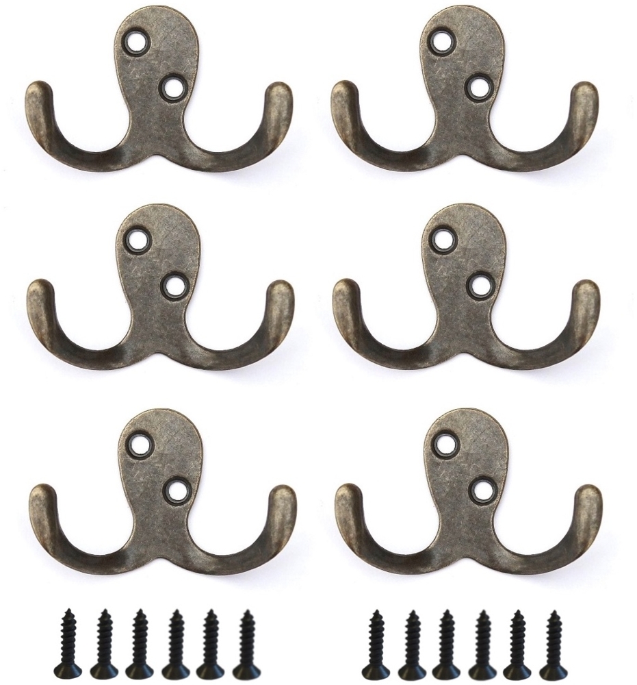 6x Wandhaken Kleiderhaken 4,2 cm aus Metall Messing Haken Garderobenhaken Bild 1