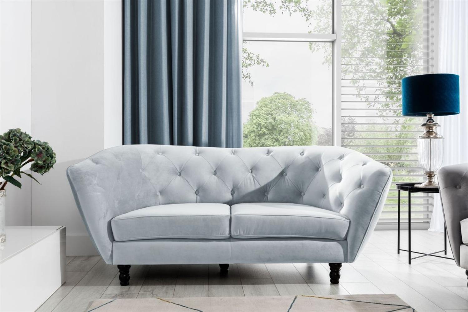 Sofa Designersofa CHARLOTTE 2-Sitzer in Stoff Matt Velvet Hellgrau Bild 1