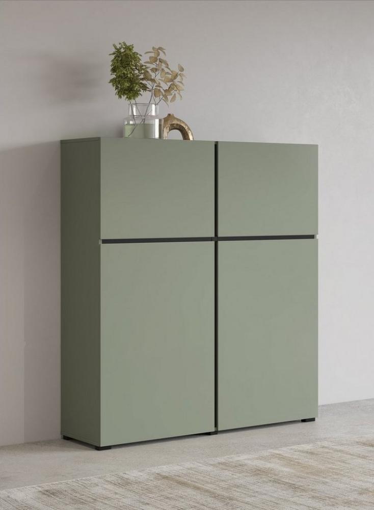 INOSIGN Highboard Cross, moderne grifflose Hochkommode mit 4 Türen,Türkommode, Hochschrank, Höhe 139 cm mit viel Stauraum, Einlegeböden verstellbar Bild 1