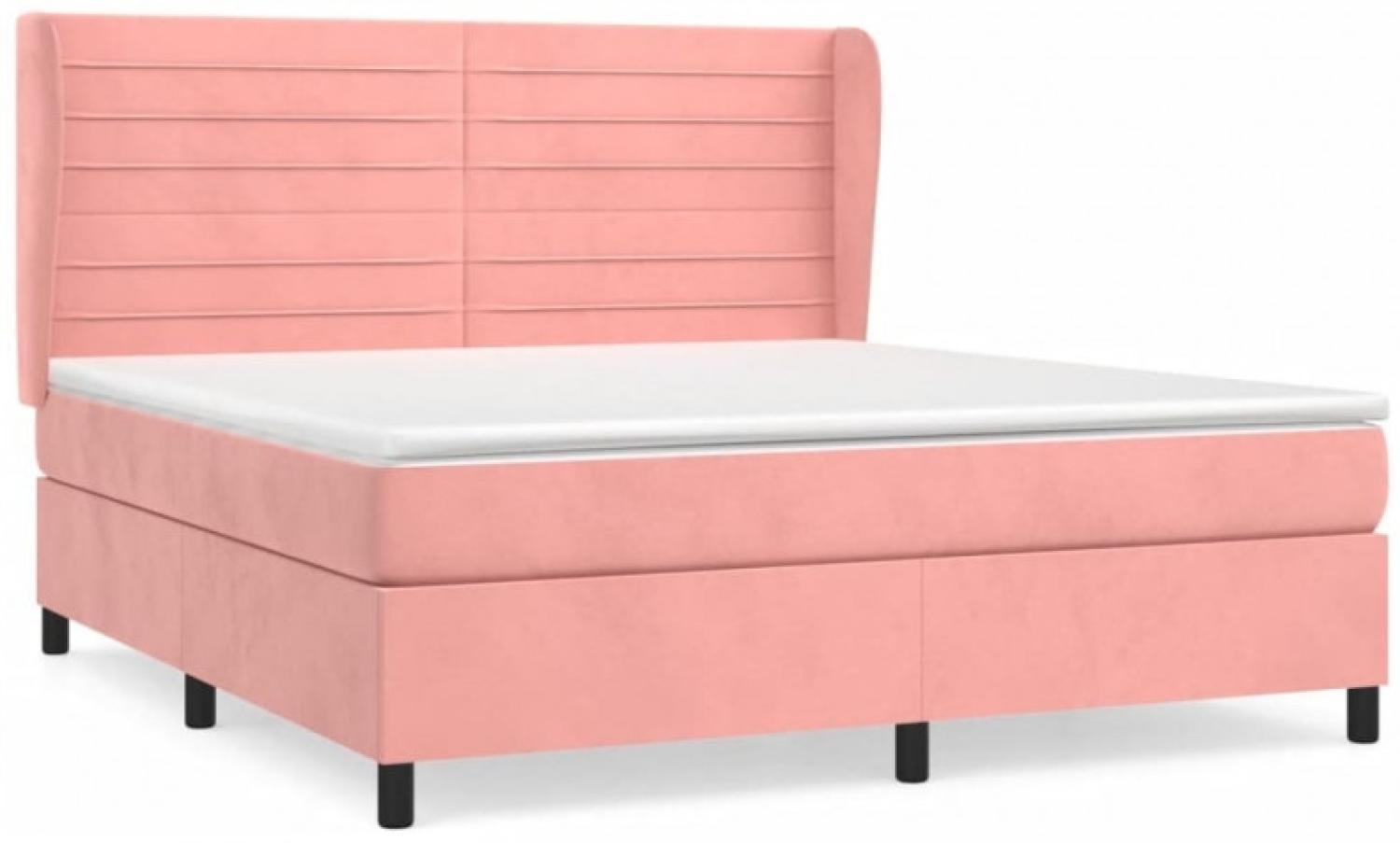 vidaXL Boxspringbett mit Matratze Rosa 160x200 cm Samt 3129284 Bild 1