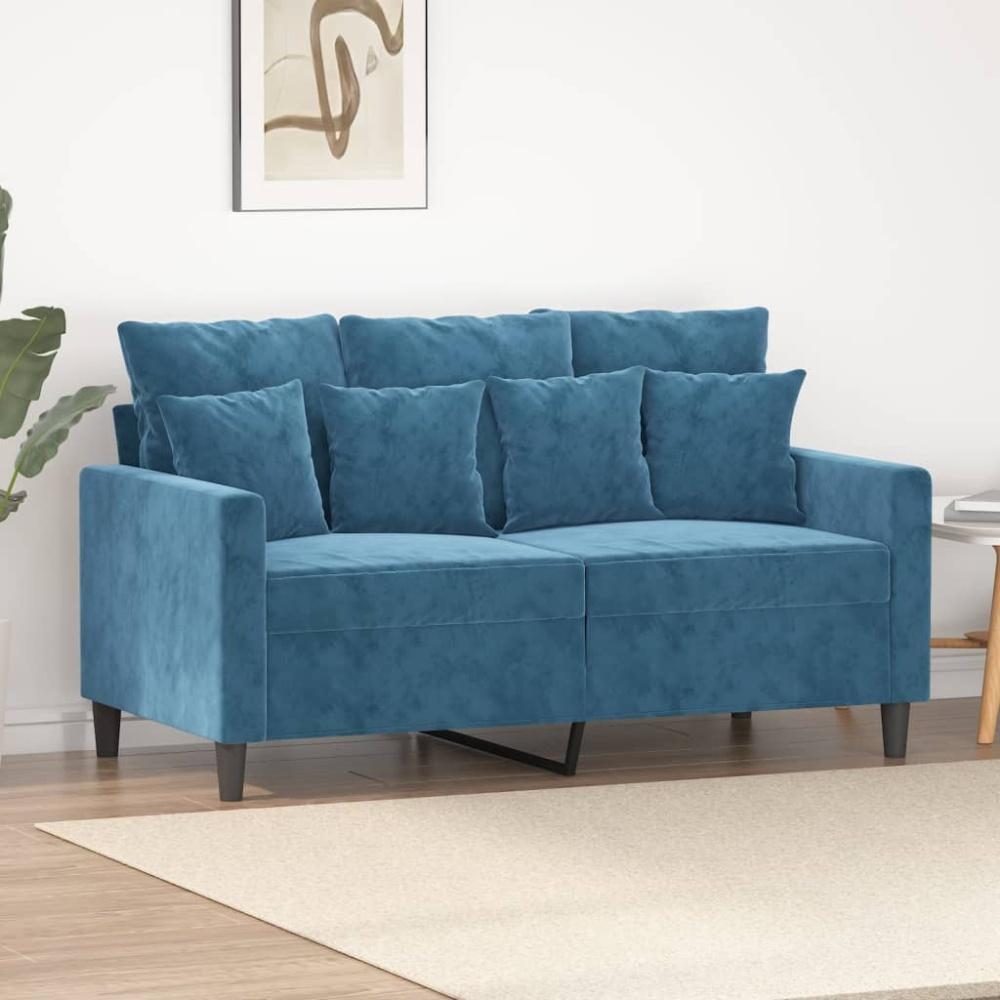 vidaXL 2-Sitzer-Sofa Blau 120 cm Samt 359302 Bild 1