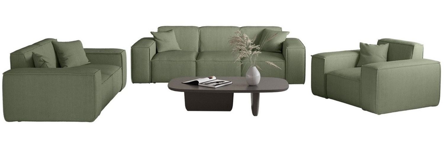 Sofaset Designersofa CELES PREMIUM 3-2-1 in Stoff Scala Forest Bild 1