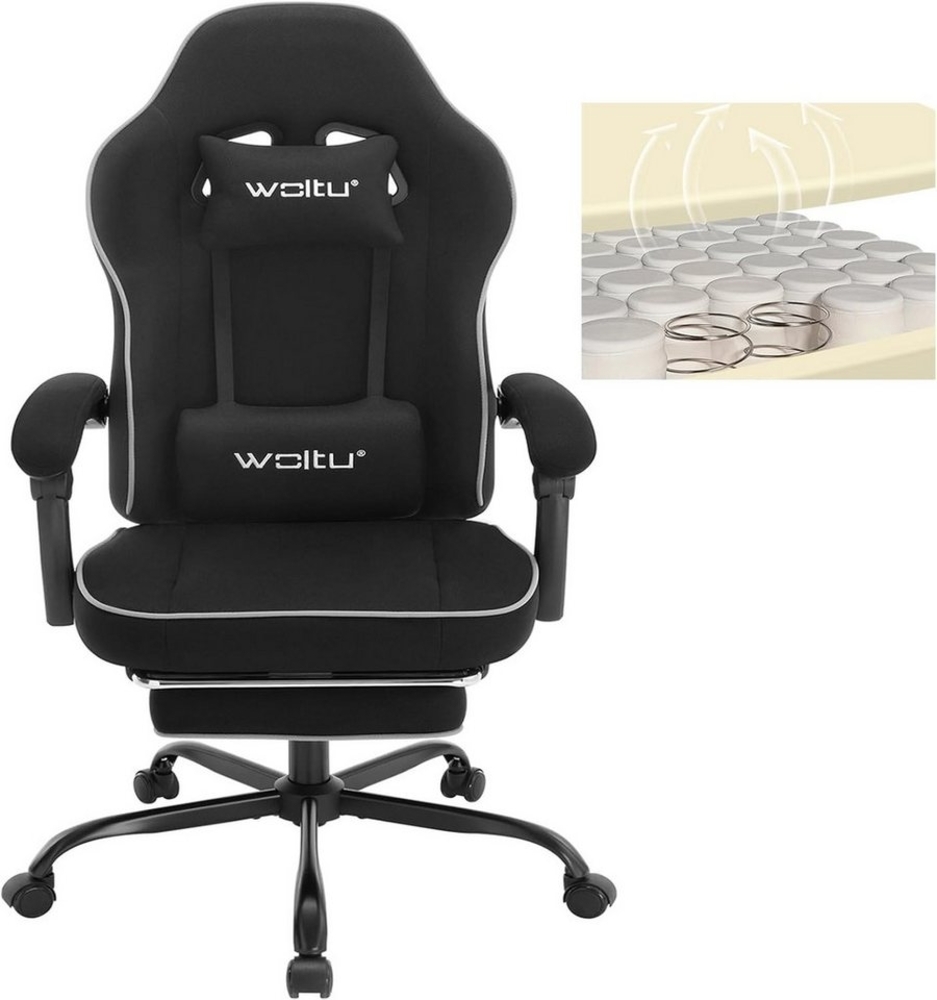 Woltu Gaming-Stuhl (1 St), mit Kopfkissen Lendenkissen Fußstütze, ergonomisch, Netzstoff Bild 1