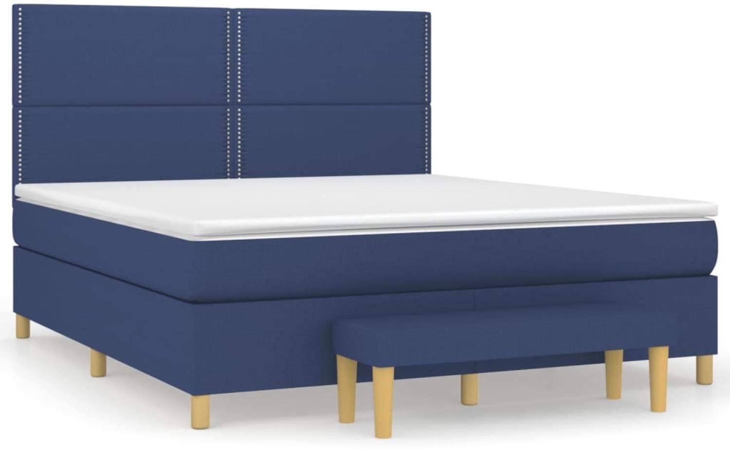 vidaXL Boxspringbett mit Matratze Blau 180x200 cm Stoff, Härtegrad: H2 [3137099] Bild 1