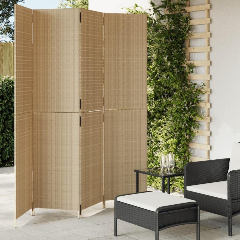 vidaXL Paravent 4-tlg. Beige Poly Rattan 365363 Bild 1