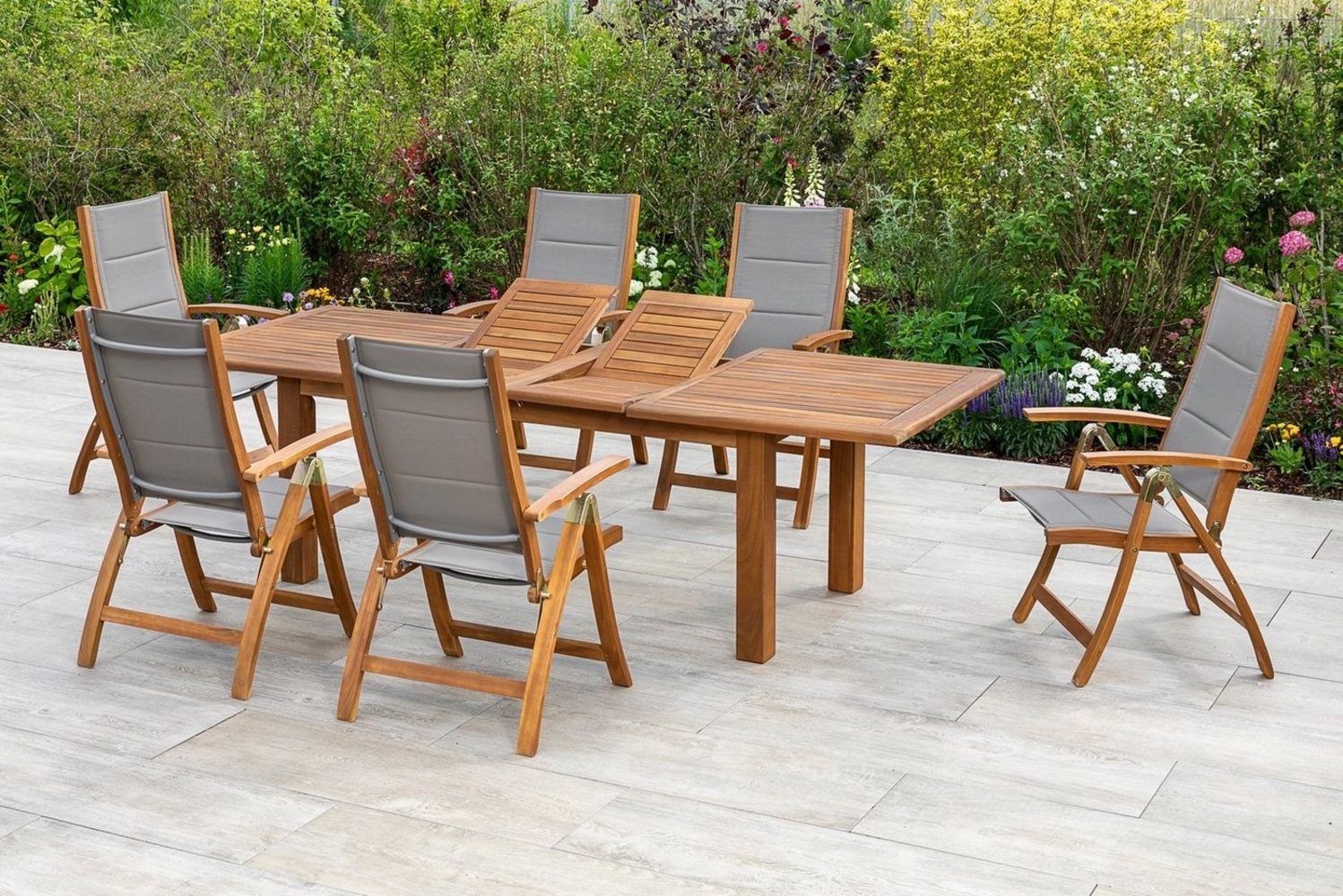 MERXX Garten-Essgruppe Acapulco, (7-tlg), 6 Stühle mit ausziehbarem Tisch Bild 1