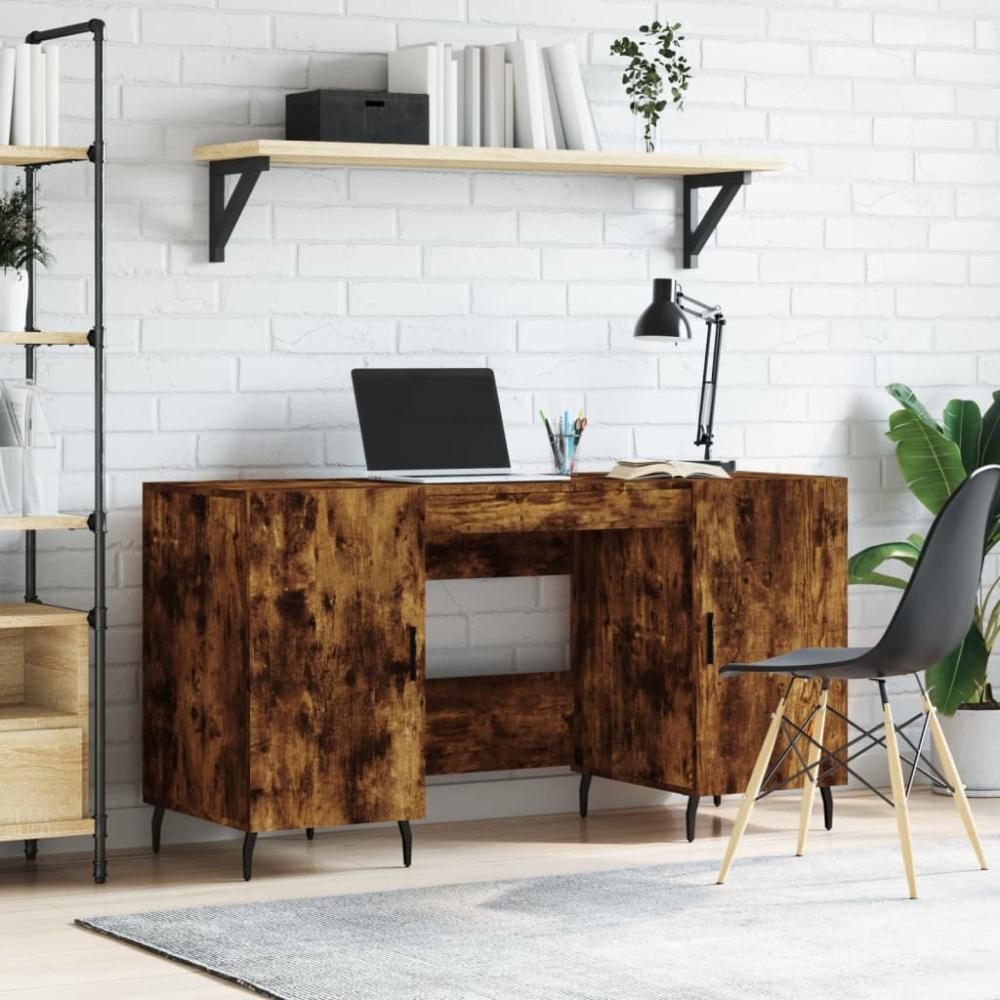 vidaXL Schreibtisch Räuchereiche 140x50x75 cm Holzwerkstoff 829569 Bild 1