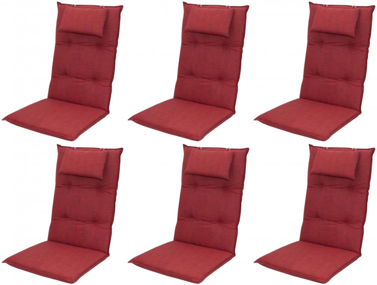 6x 6998 Hochlehner Auflagen 120x50x8cm dick Kopfkissen rot Bild 1