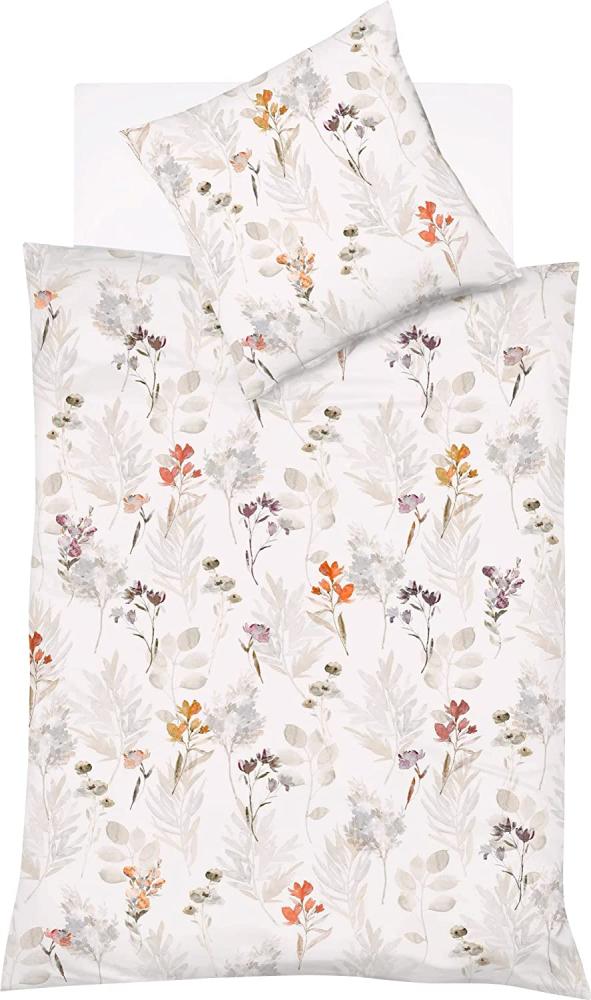 Fleuresse Mako-Satin Bettwäsche 155x220 Blüten Gräser Wende terra creme 114258-3 Bild 1