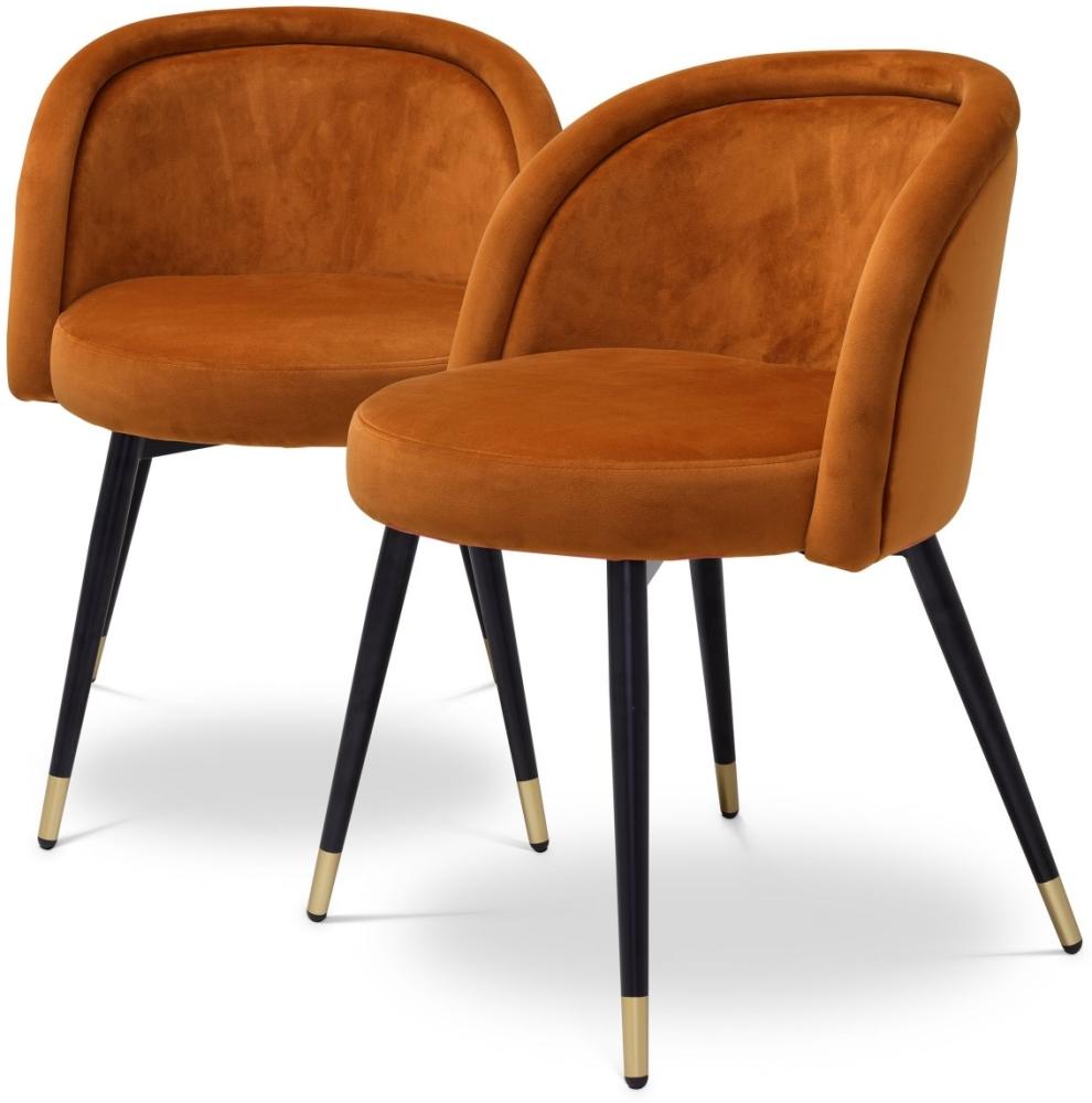EICHHOLTZ Esszimmerstuhl Chloé Set von 2 Stk. Savona Orange Velvet Bild 1