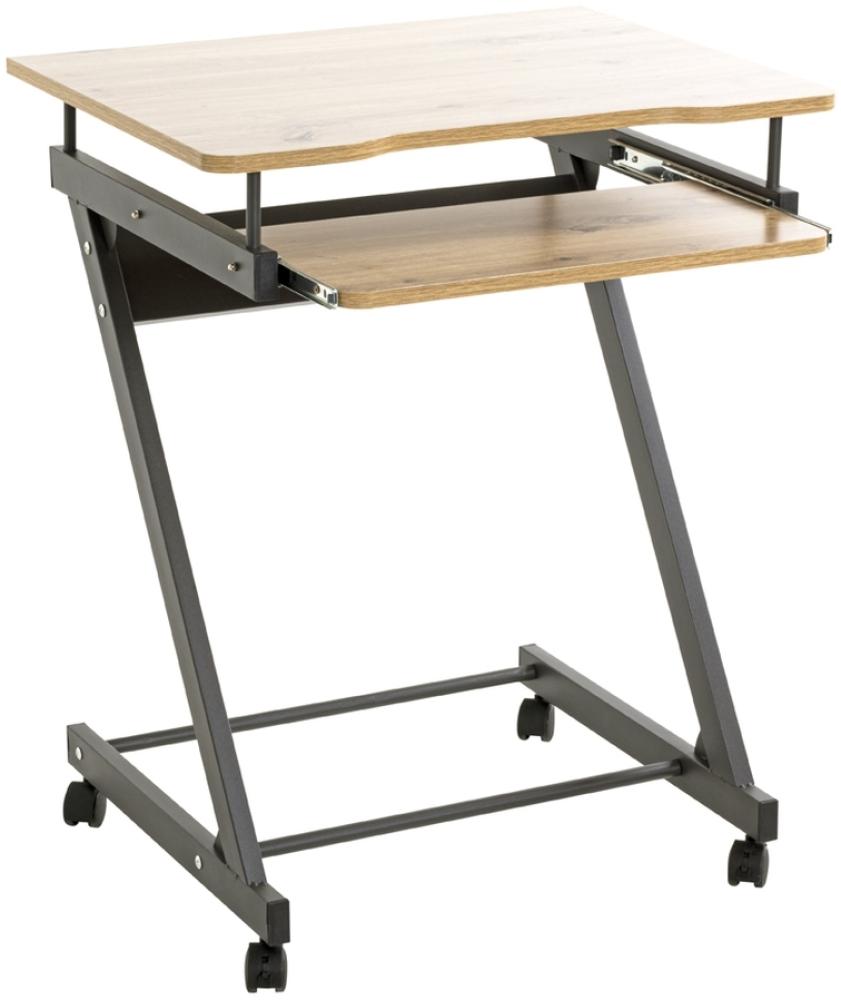 Computertisch >24989< in anthrazit-eiche, MDF, Metall - 60x75x49cm (BxHxT) Bild 1