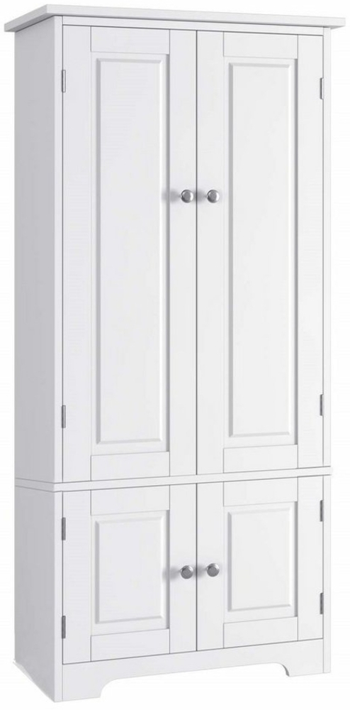 Homfa Mehrzweckschrank Küchenschrank Bücherschrank, Wohnzimmerschrank, mit 4 Türen, 58x32x123cm, weiß Bild 1