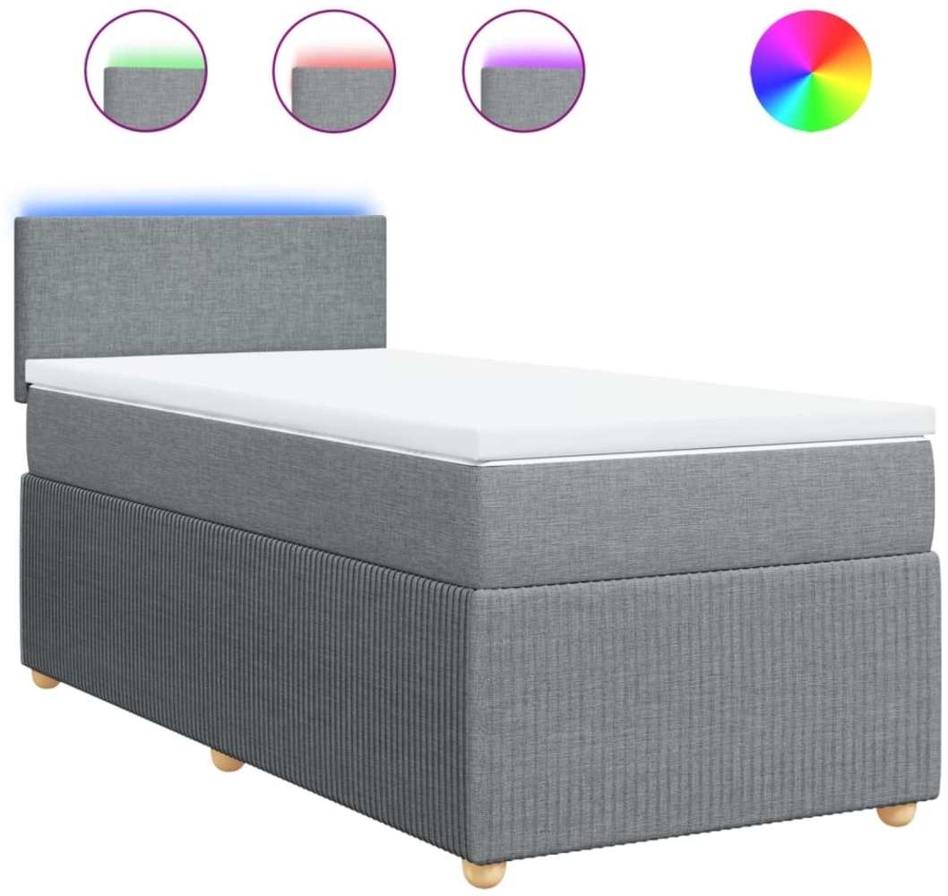 vidaXL Boxspringbett mit Matratze Hellgrau 100x200 cm Stoff 3289660 Bild 1