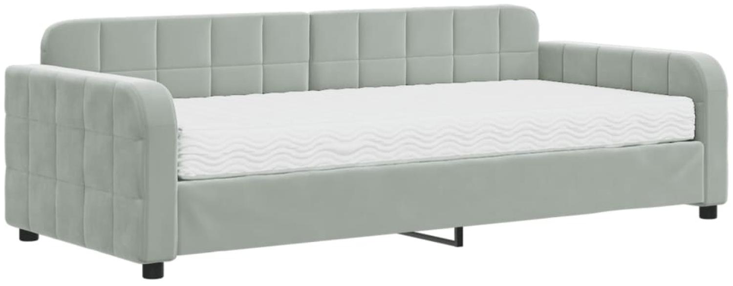 vidaXL Tagesbett mit Matratze Hellgrau 90x200 cm Samt 3196905 Bild 1