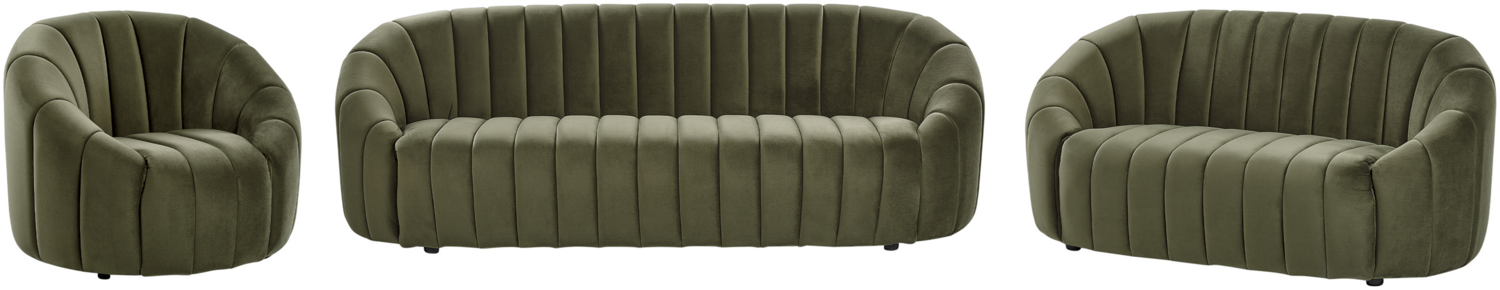 Sofa Set Samtstoff dunkelgrün 6-Sitzer MALUNG Bild 1