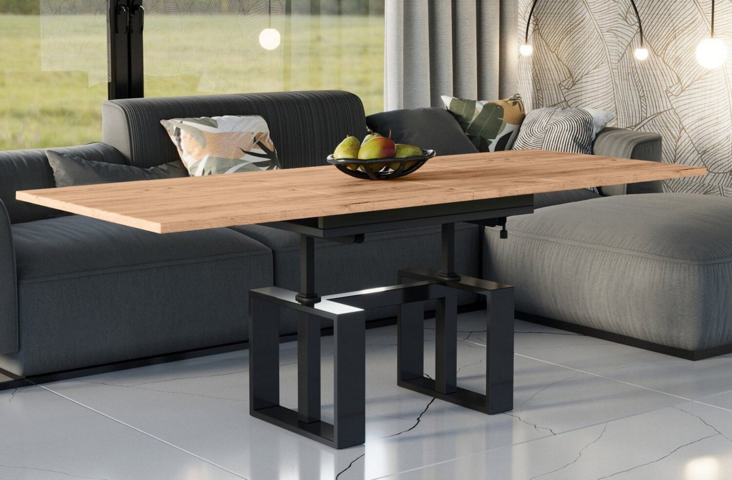 Endo-Moebel Couchtisch Empoli - ausziehbar 110-170cm und höhenverstellbar Doppellift Metall, Couch- & Esstisch, Funktionstisch, modern Design, umwandelbar Bild 1