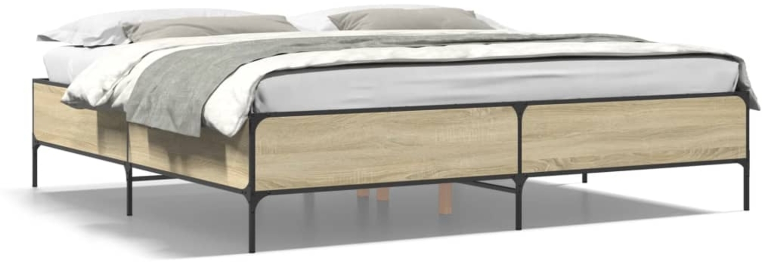 vidaXL Bettgestell Sonoma-Eiche 200x200 cm Holzwerkstoff und Metall 3279778 Bild 1